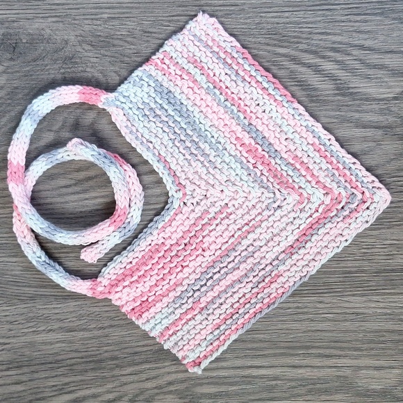 Handknit Bandana Style Bib - Picture 3 of 6